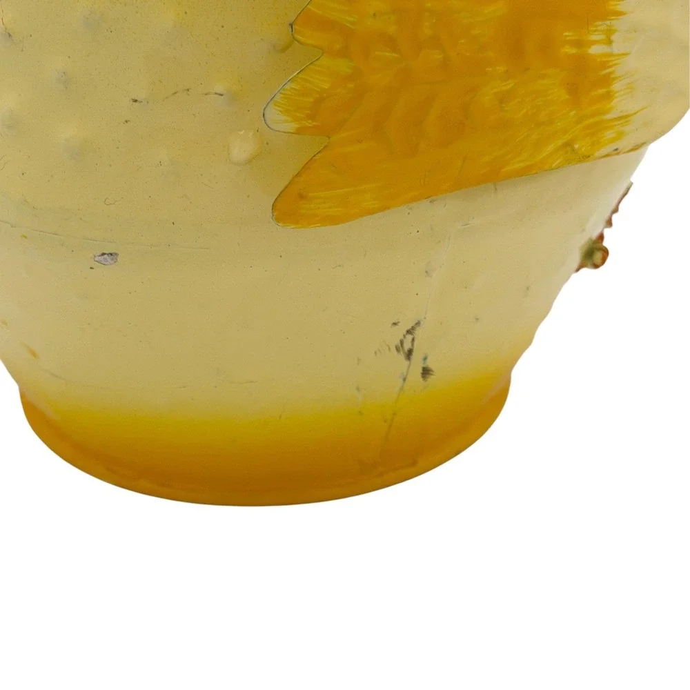 Retro Easter Chick Metal Basket Yellow Spring Cottage Decor 5.25